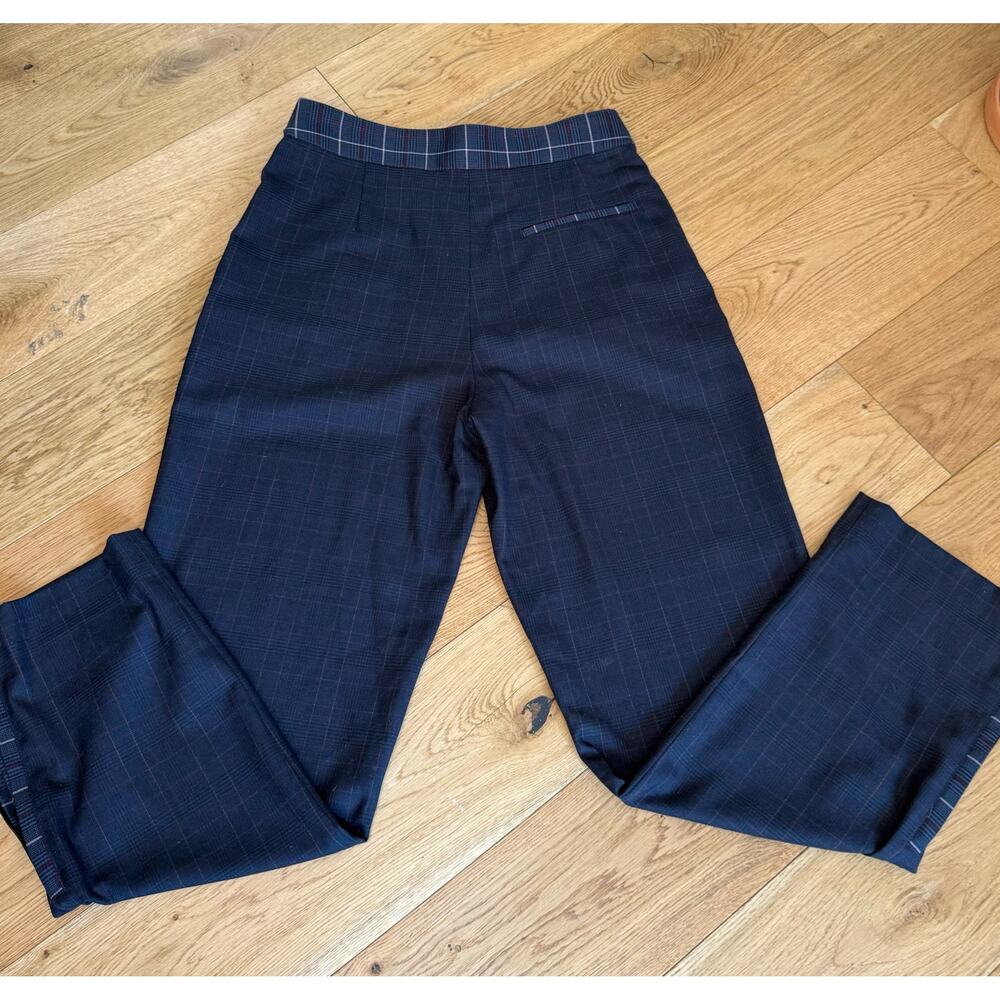 rag & bone James Plaid Wool-Blend Trousers Women’s Size 8 Navy Buckle Back - Picture 3 of 13